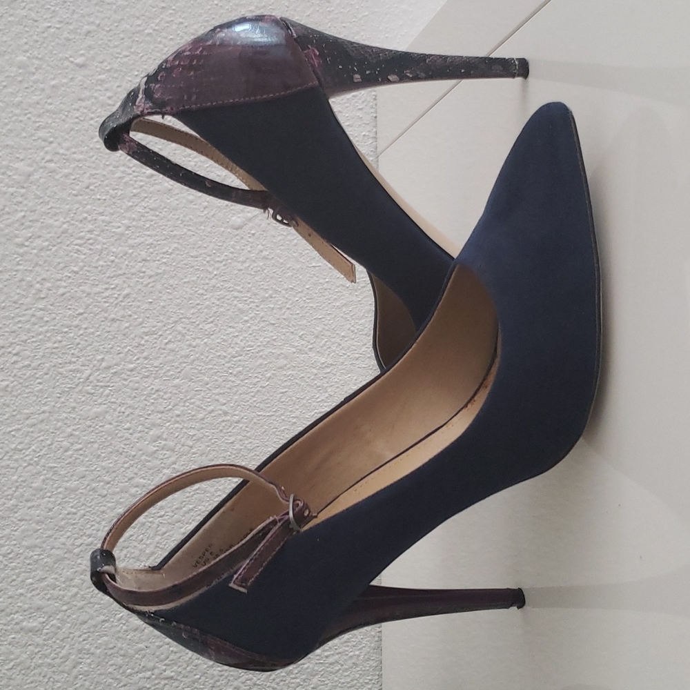 Just Fab Navy Blue and snake skin purple Heels